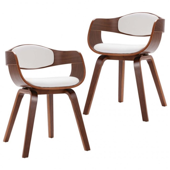 Conjunto de cadeiras de madeira curvada e apoio para braços cor branca Vida XL