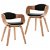 Conjunto de cadeiras de madeira curvada e apoio para braços preto e castanho-claro Vida XL