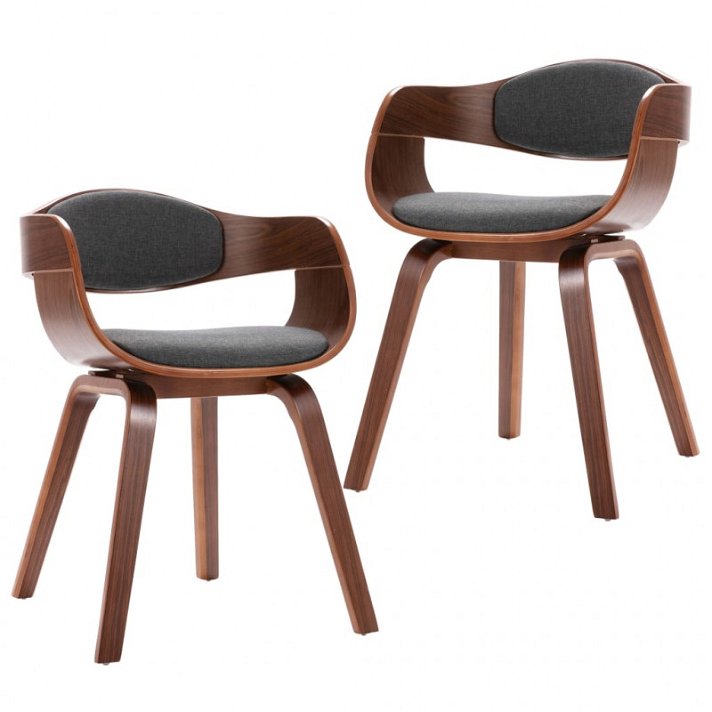 Conjunto de cadeiras de madeira curvada e apoio para braços cor cinzenta Vida XL