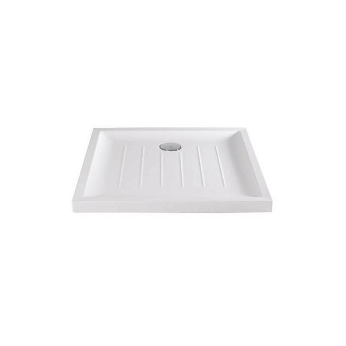 Plato de ducha de diseño cuadrado de 80 cm de acrílico con acabado en color blanco Vita Gala