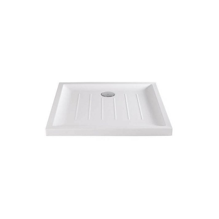 Plato de ducha de diseño cuadrado de 90 cm hecho de acrílico en acabado color blanco Vita Gala