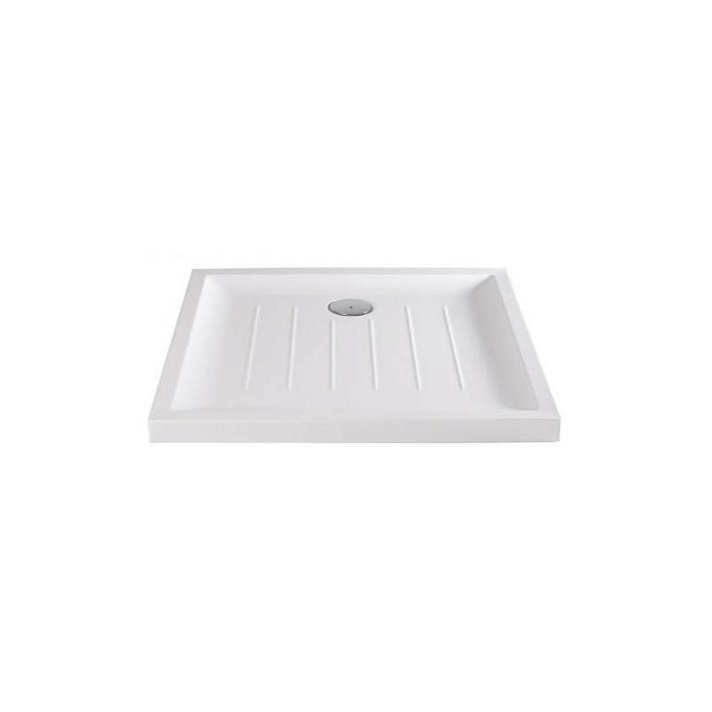 Plato de ducha de diseño cuadrado de 100 cm hecho de acrílico en acabado color blanco Vita Gala
