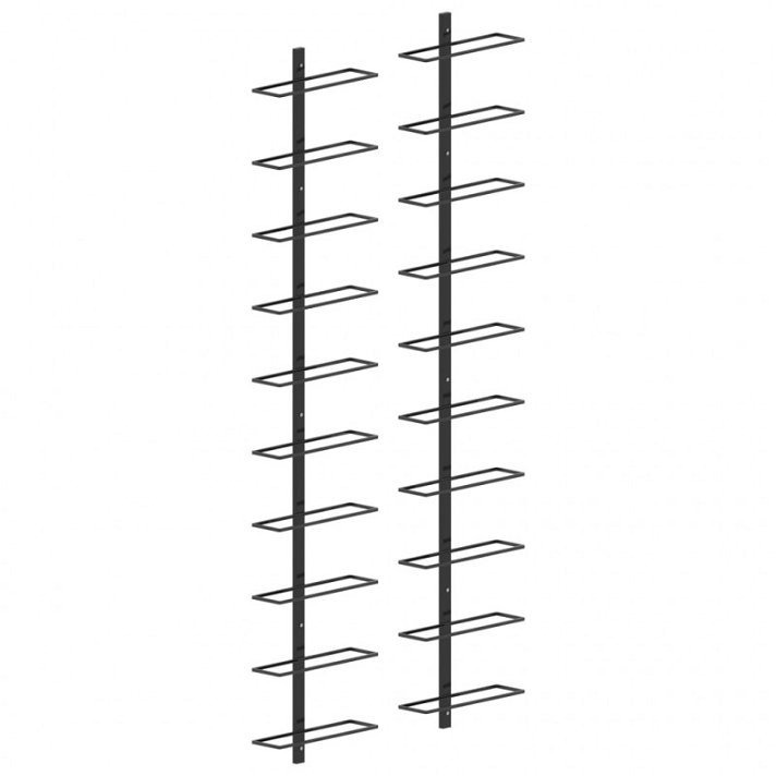 Set di portabottiglie verticali di ferro nero per pareti Vida XL