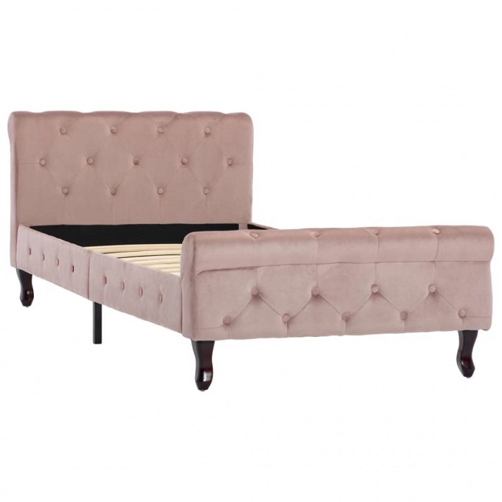 Estructura de cama tapizada 90 cm rosa Vida XL