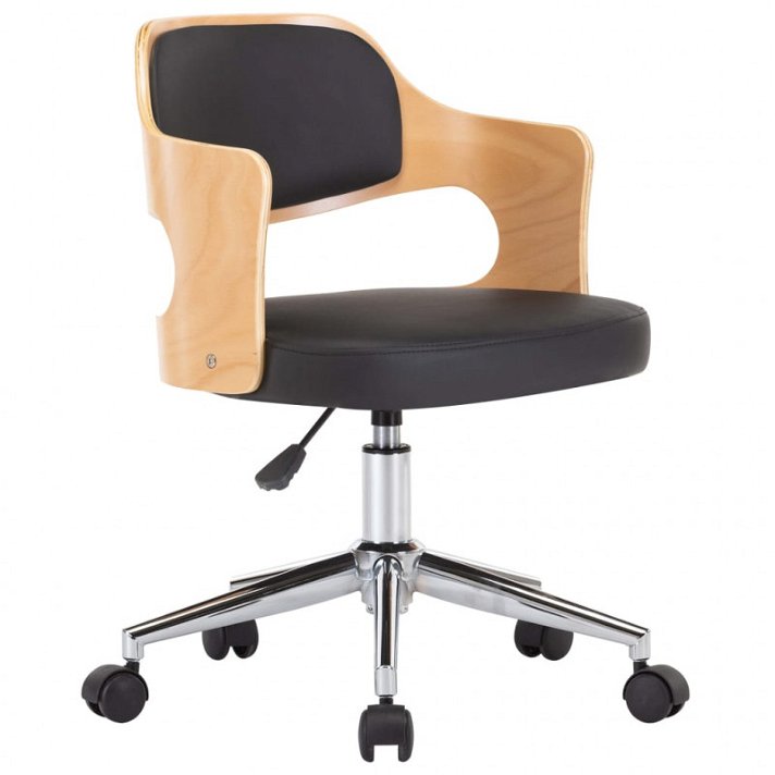 Cadeira giratória com encosto acolchoado e apoio para braços preto e castanho-claro Vida XL