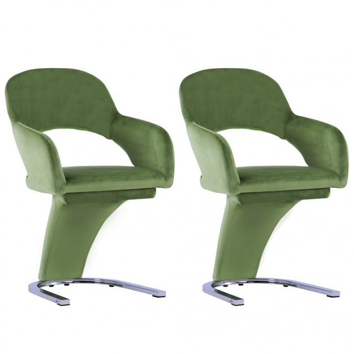 Pack de sillas de terciopelo verde con patas de metal cromado VidaXL