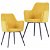 Conjunto de cadeiras de veludo amarelo com apoio para braços Vida XL