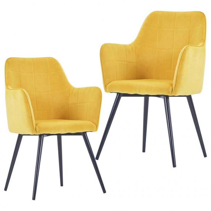 Conjunto de cadeiras de veludo amarelo com apoio para braços Vida XL