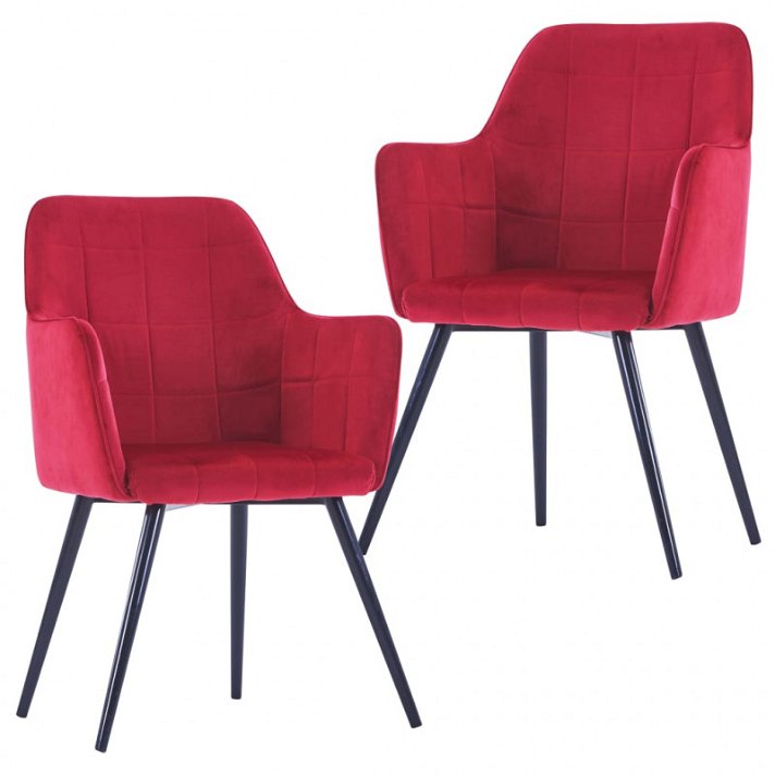 Pack de sillas de terciopelo rojo oscuro con reposabrazos VidaXL