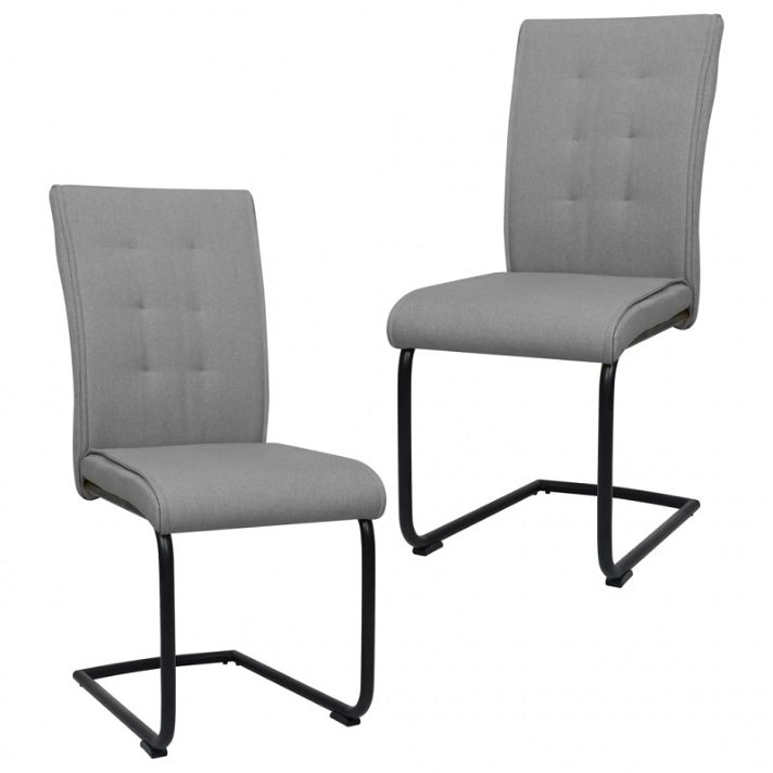 Set di sedie a sbalzo di tessuto imbottito grigio chiaro Vida XL