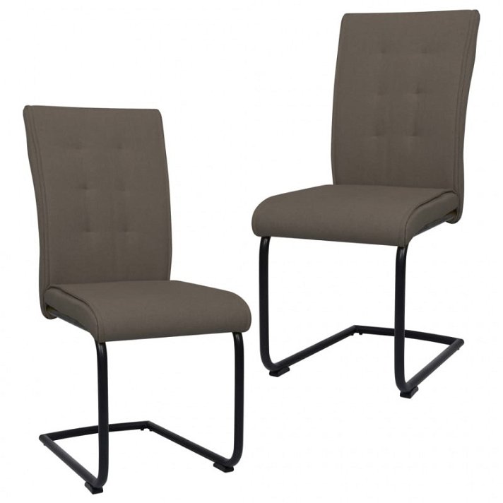 Set di sedie a sbalzo di tessuto imbottite grigio talpa Vida XL
