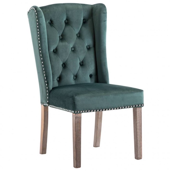 Cadeira estilo capitone clássico de veludo verde-escuro Vida XL