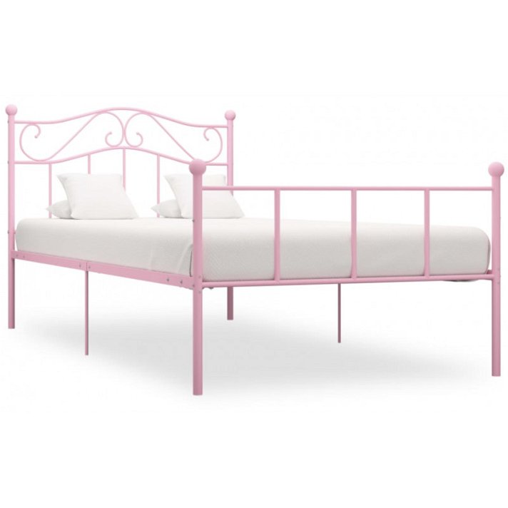 Estrutura de cama metal rosa 100x200 cm Vida XL