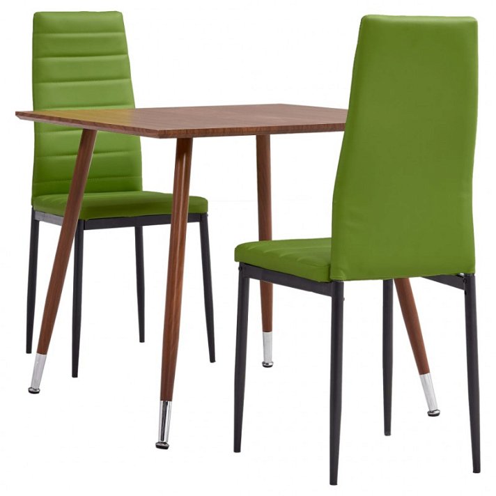 Conjunto de 1 mesa e 2 cadeiras de sala de jantar fabricadas com MDF e couro sintético verde-lima VidaXL