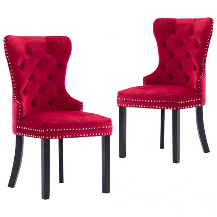 Conjunto de cadeiras estilo capitone com rebites decorativos bordeaux Vida XL