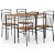 Conjunto de 1 mesa de sala de jantar com 4 cadeiras fabricadas em MDF com acabamento de cor preto e castanho VidaXL