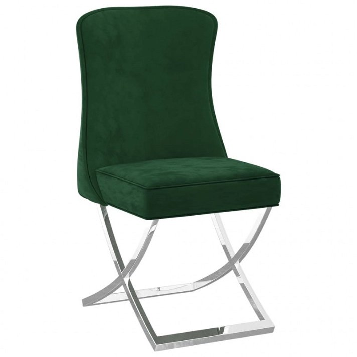 Cadeira para sala de jantar de veludo verde-escuro Vida XL