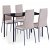 Conjunto de 1 mesa de vidro e 4 cadeiras com couro sintético com acabamento de cor cappuccino e preto VidaXL