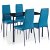 Conjunto de 1 mesa de vidro e 4 cadeiras de madeira e couro sintético de cor azul VidaXL