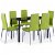 Conjunto de 1 mesa de vidrio y 6 sillas de madera con cuero sintético color verde Vida XL