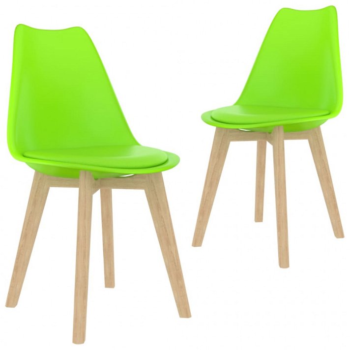 Set di sedie di plastica con sedile imbottito verde Vida XL