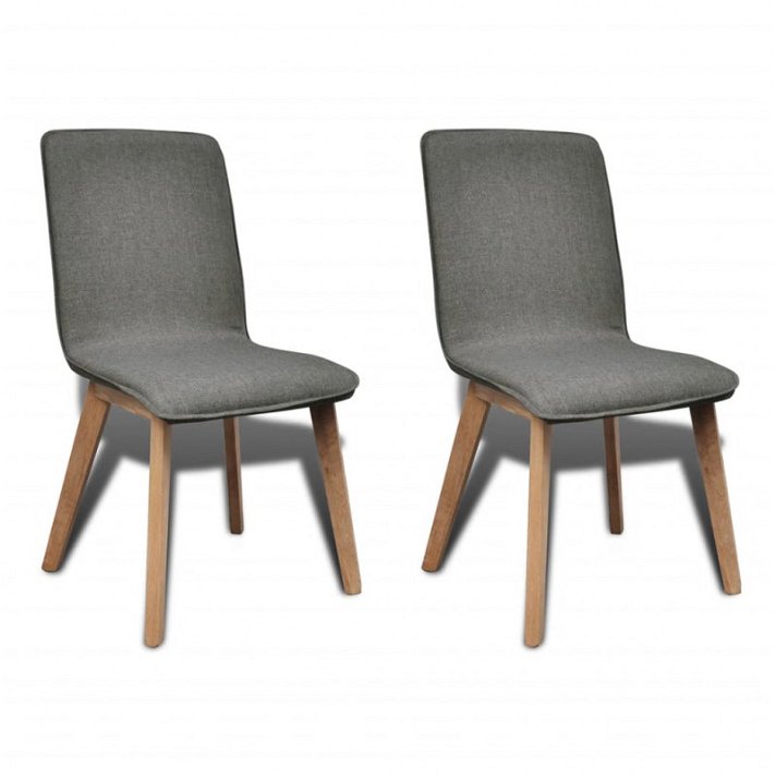 Conjunto de cadeiras de madeira de carvalho e tecido cinzento-claro Vida XL