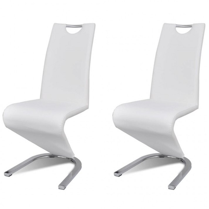 Set di sedie per sala da pranzo di ecopelle bianco Vida XL