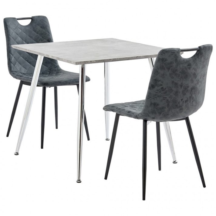 Conjunto de 1 mesa quadrada e 2 cadeiras fabricadas com MDF e couro sintético de cor preto VidaXL