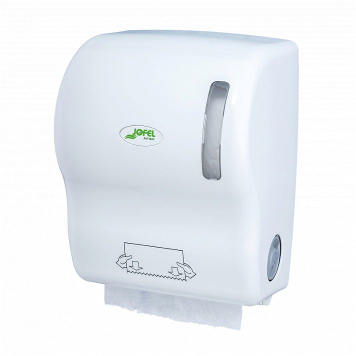 Dispensador de papel auto-cortante anti-bacteriano branco Azur Jofel