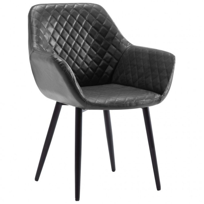 Cadeira para sala de jantar de couro sintético e metal cinzento Vida XL