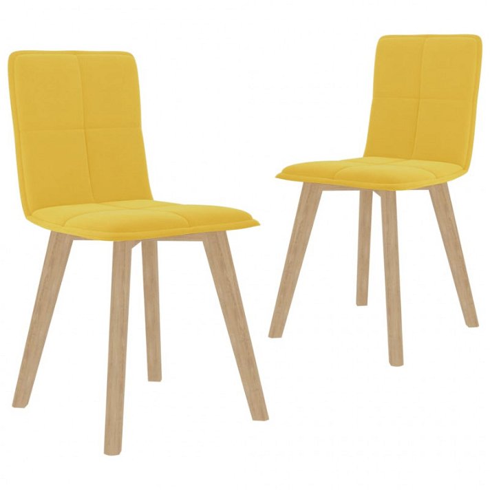 Conjunto de cadeiras de madeira e tecido amarelo mostarda Vida XL