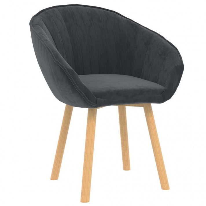 Cadeira para sala de jantar de veludo com encosto curvo cinzento-escuro Vida XL