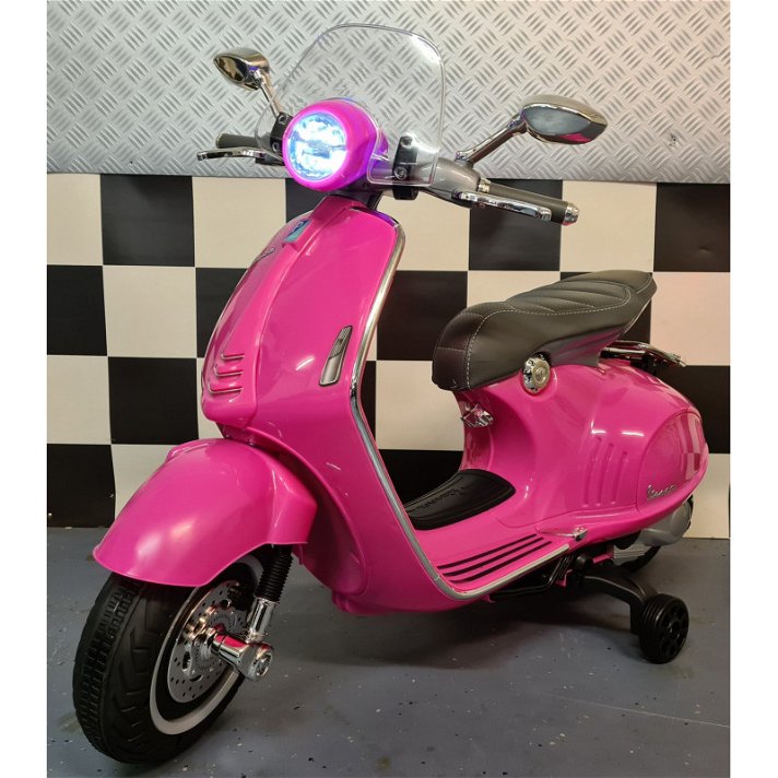 Moto eléctrica para niños rosa con parabrisas Vespa 946 Cars4Kids