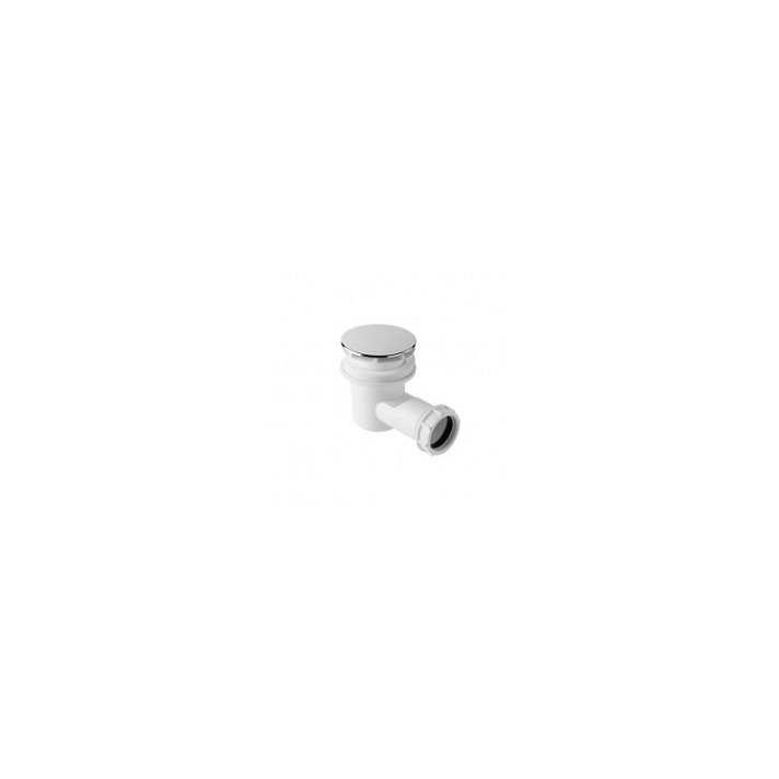 Válvula para plato de ducha de 9x10 cm con un acabado en color cromo y blanco Unisan