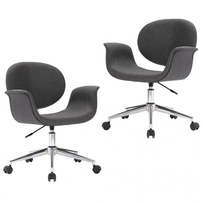 Conjunto de cadeiras giratórias de couro sintético e metal cinzento-escuro Vida XL