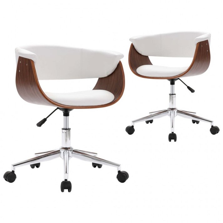 Set di sedie girevoli con schienale curvo bianco e marrone scuro Vida XL
