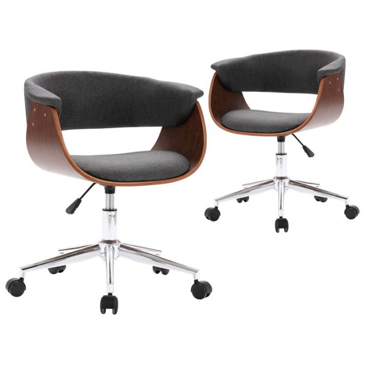 Set di sedie girevoli con schienale curvo grigio e marrone scuro Vida XL