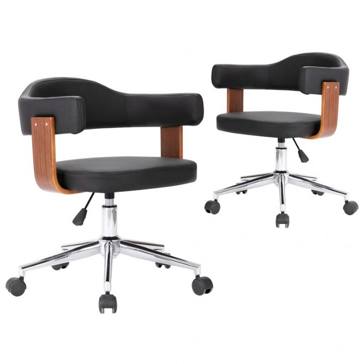 Conjunto de cadeiras giratórias com encosto curvado e apoio para braços preto Vida XL