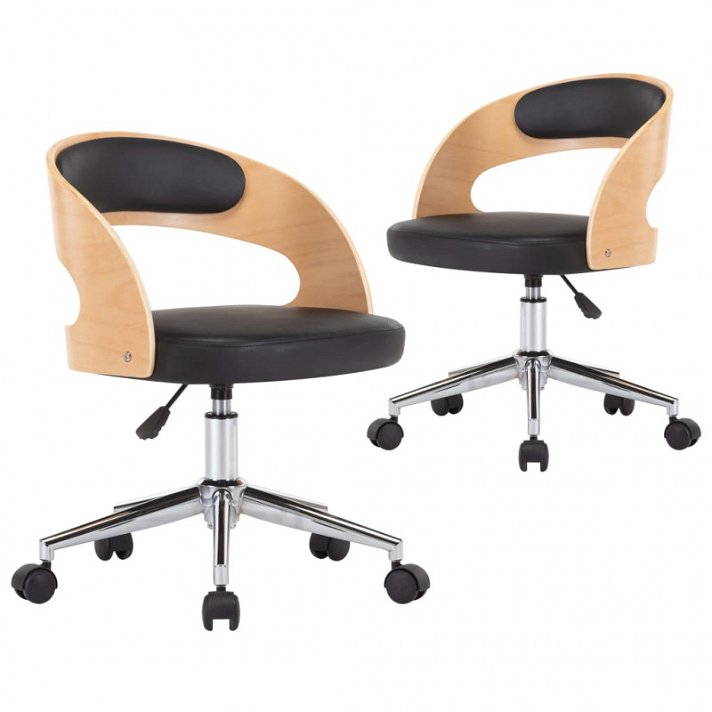Set di sedie girevoli con schienale imbottito nero e marrone chiaro Vida XL