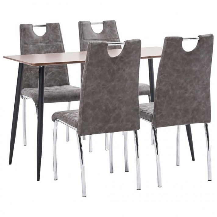Conjunto de mesa y 4 sillas fabricadas con MDF y acero de acabado colores marrón y negro Vida XL