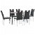 Conjunto de 1 mesa de MDF y acero con 6 sillas tapizadas en cuero sintético color negro Vida XL