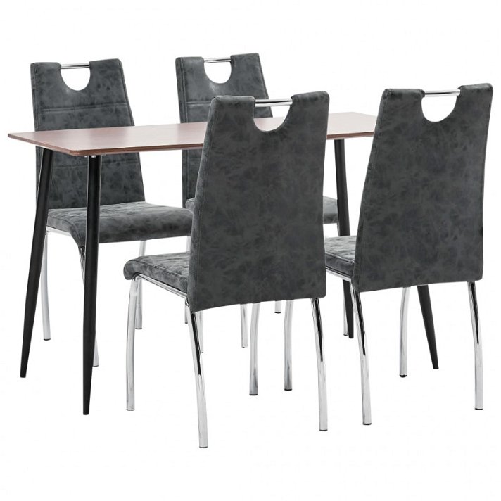Set mesa com 4 cadeiras preto Vida XL