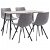 Conjunto de 1 mesa de MDF y acero con 4 sillas tapizadas en cuero sintético gris Vida XL