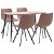 Conjunto de 1 mesa de MDF y acero con 4 sillas tapizadas en cuero sintético marrón Vida XL