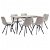 Conjunto de 1 mesa de MDF y acero con 6 sillas tapizadas en cuero sintético color gris claro Vida XL