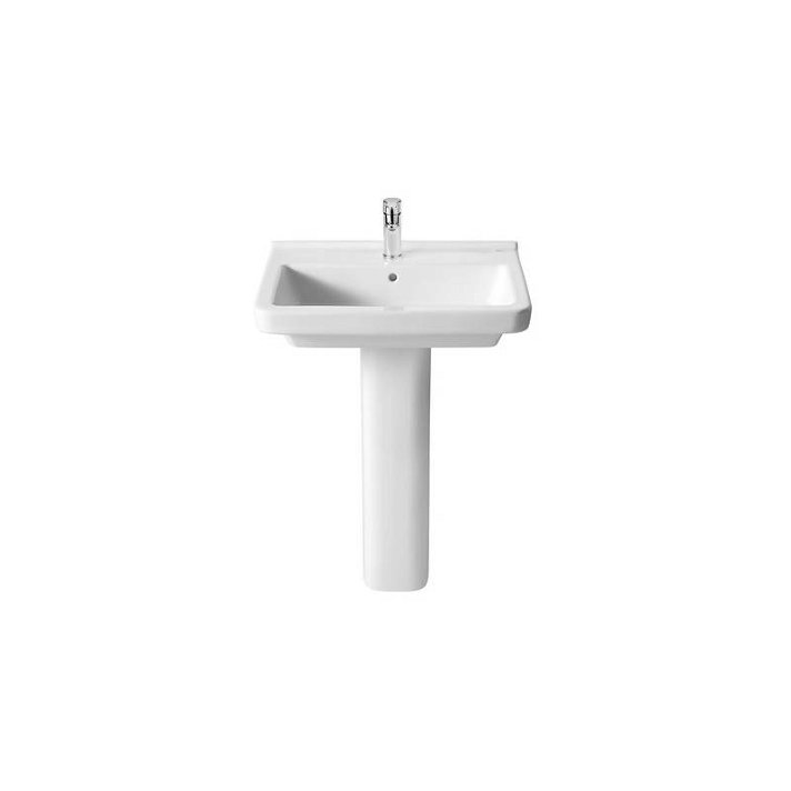 Lavabo con pedestal para cuarto de baño de 55 cm fabricado en porcelana de color blanco Dama Roca