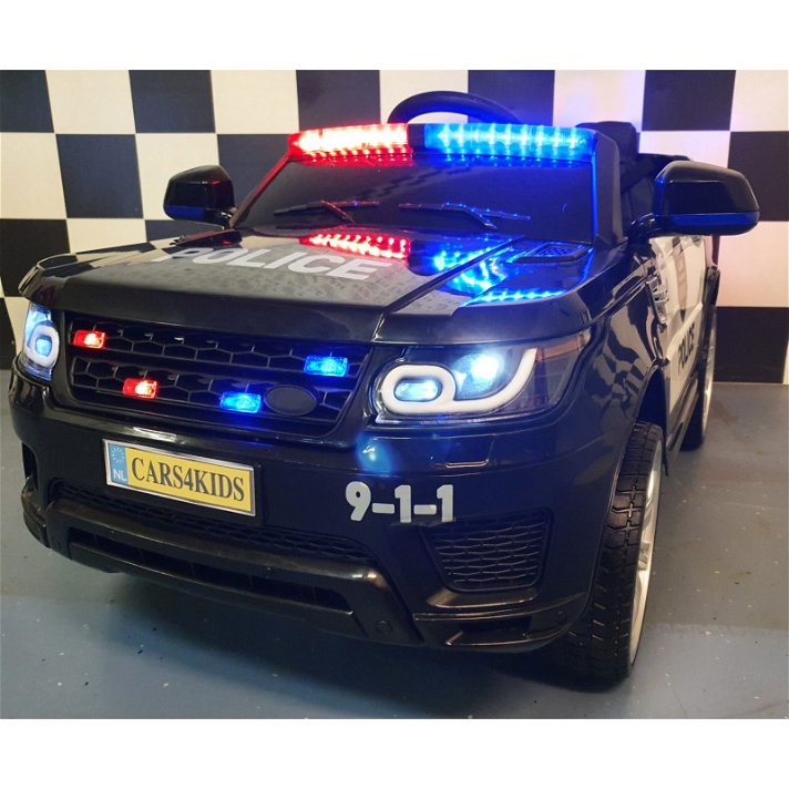 Coche eléctrico de policía a batería con música y mando a distancia Jeep 12V Cars4Kids
