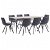 Conjunto de 1 mesa de MDF y acero con 8 sillas tapizadas en cuero sintético color negro Vida XL