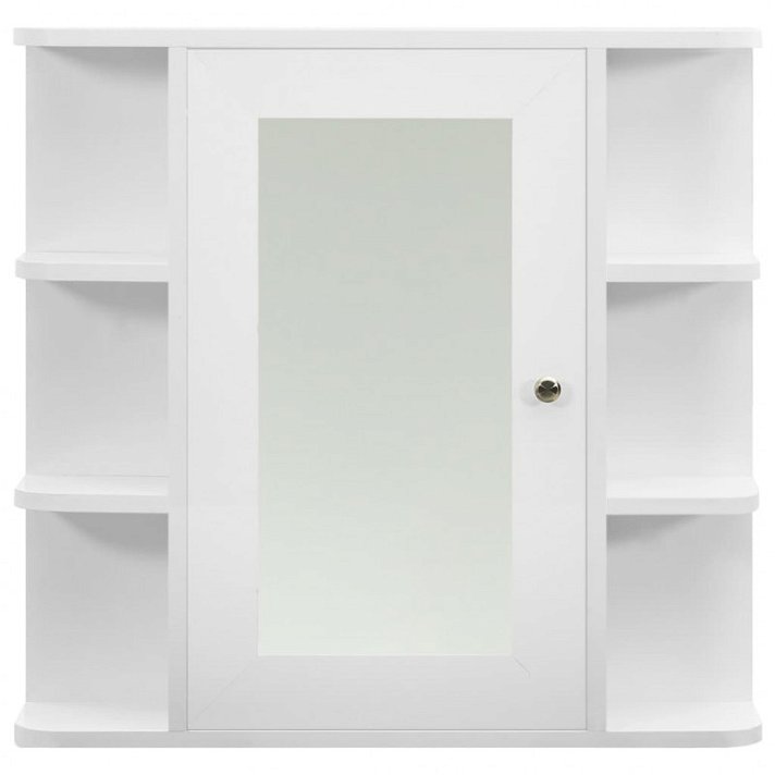 Armario con espejo para cuarto de baño elaborado en madera MDF de 66x63 cm color blanco Vida XL