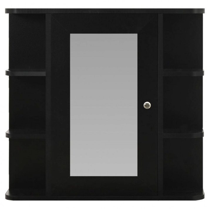 Armoire de toilette avec miroir fabriquée en bois MDF de couleur noire et de 66x63 cm VidaXL